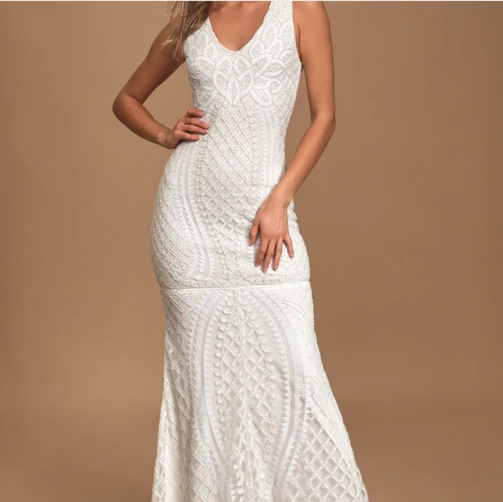 White Beaded Wedding Dress